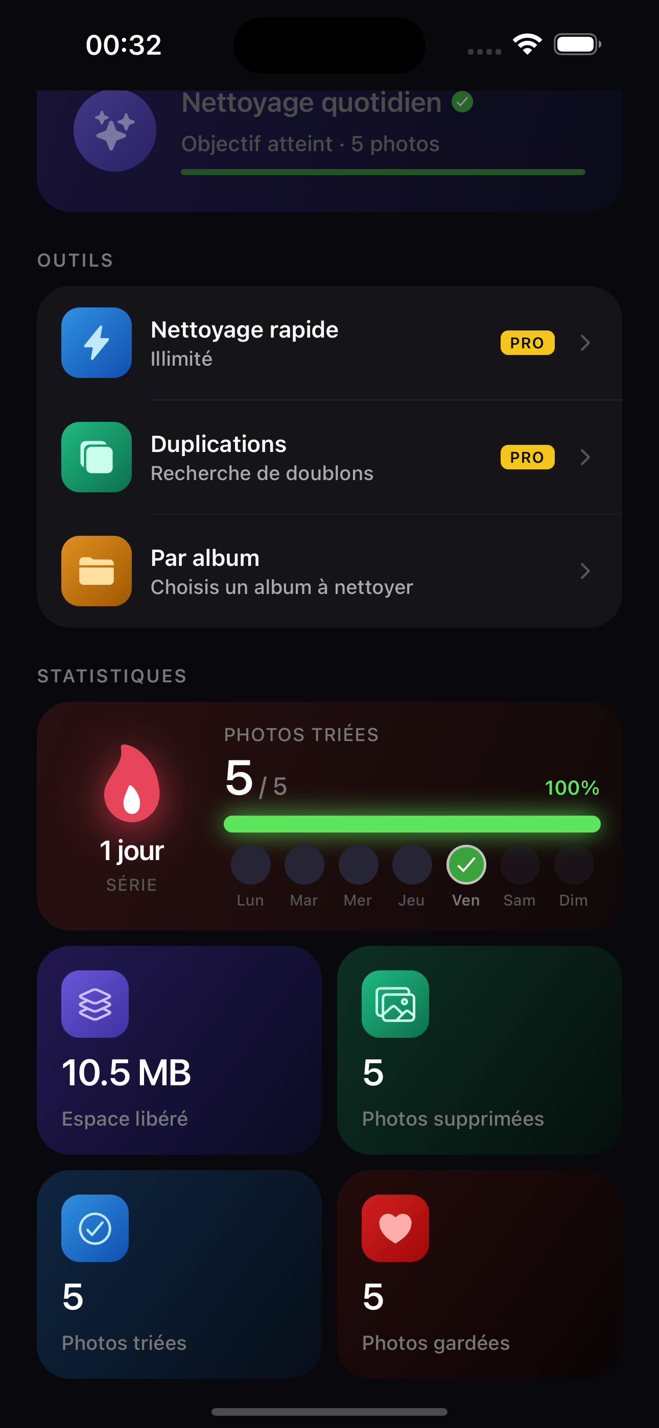Sweep home screen