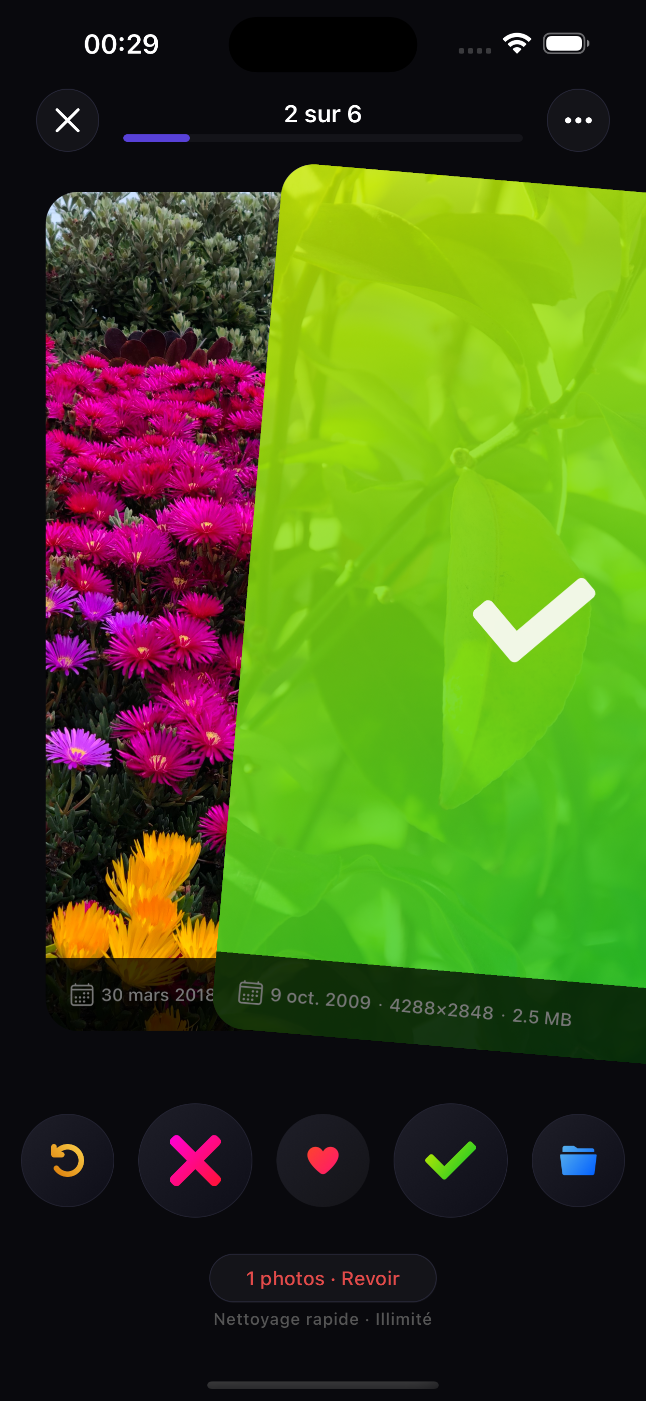 Swipe right to keep